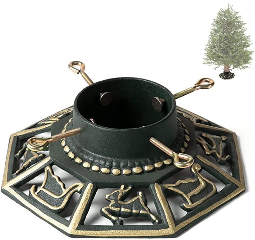 Ventray Weihnachtsbaumständer, 34 x 34 x 14 cm, klassisch, quadratisch, Kiefernbaumbasis für echte B