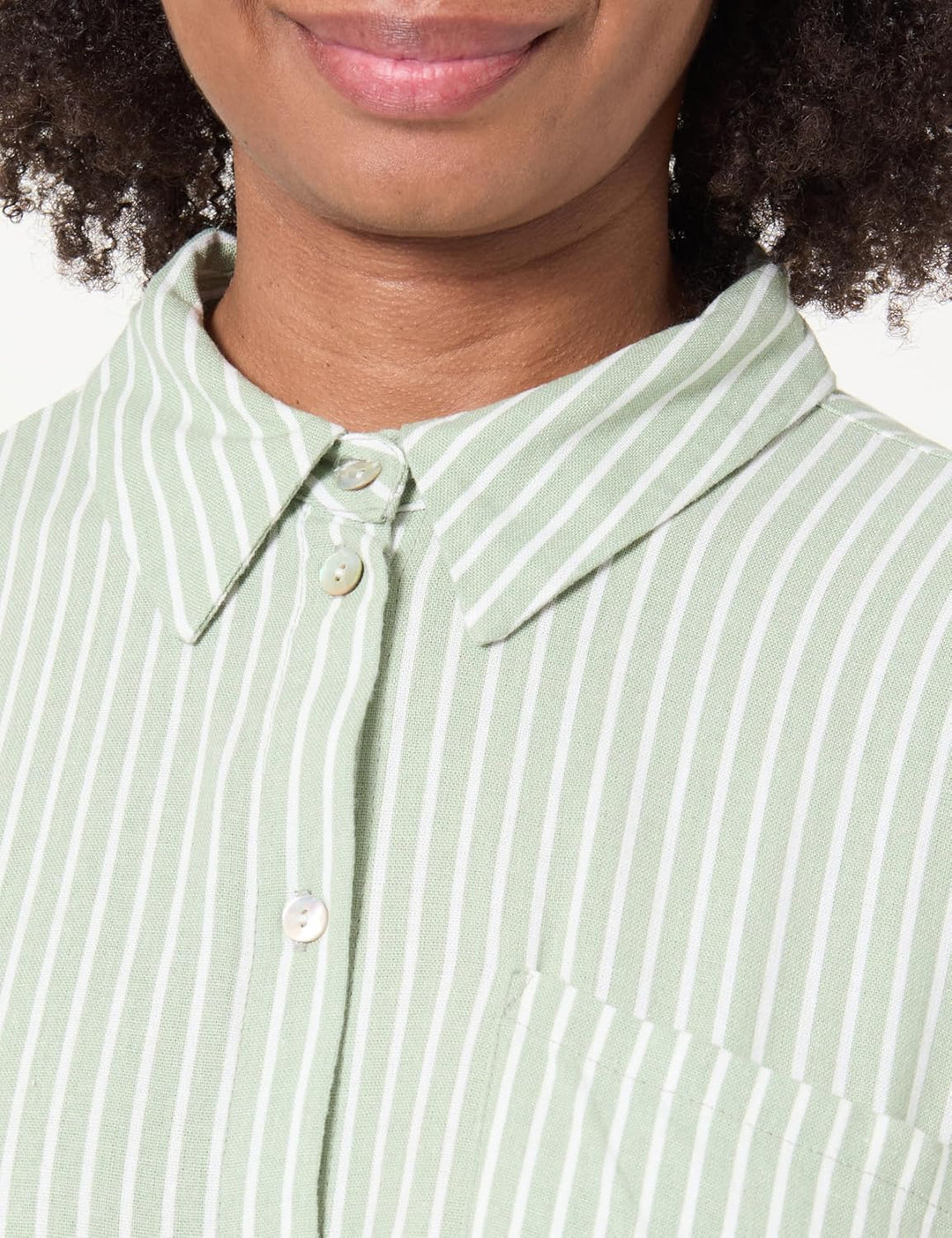 VERO MODA Damen Vmmymilo Sl Calf Shirt Dress WVN Ga Kleid L Reseda/Stripes:snow White, L Reseda/Stri