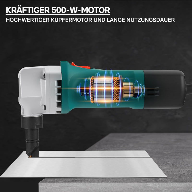 Blechknabber 500W mit Schnitttiefe bis 2,5mm & um 360° drehbarer Knabberkopf