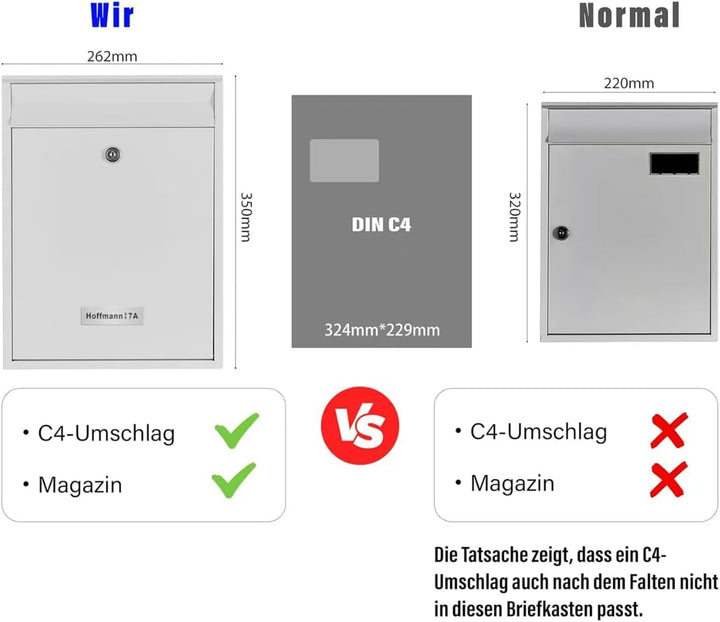 Zedelmaier XL Briefkasten personalisiert mit Edelstahl Namensschild Wandbriefkasten Postkasten brief