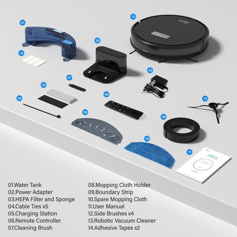 Tikom G8000 Pro Saugroboter mit Wischfunktion 2 in 1, Staubsauger Roboter, 4500Pa Starke Saugkraft R