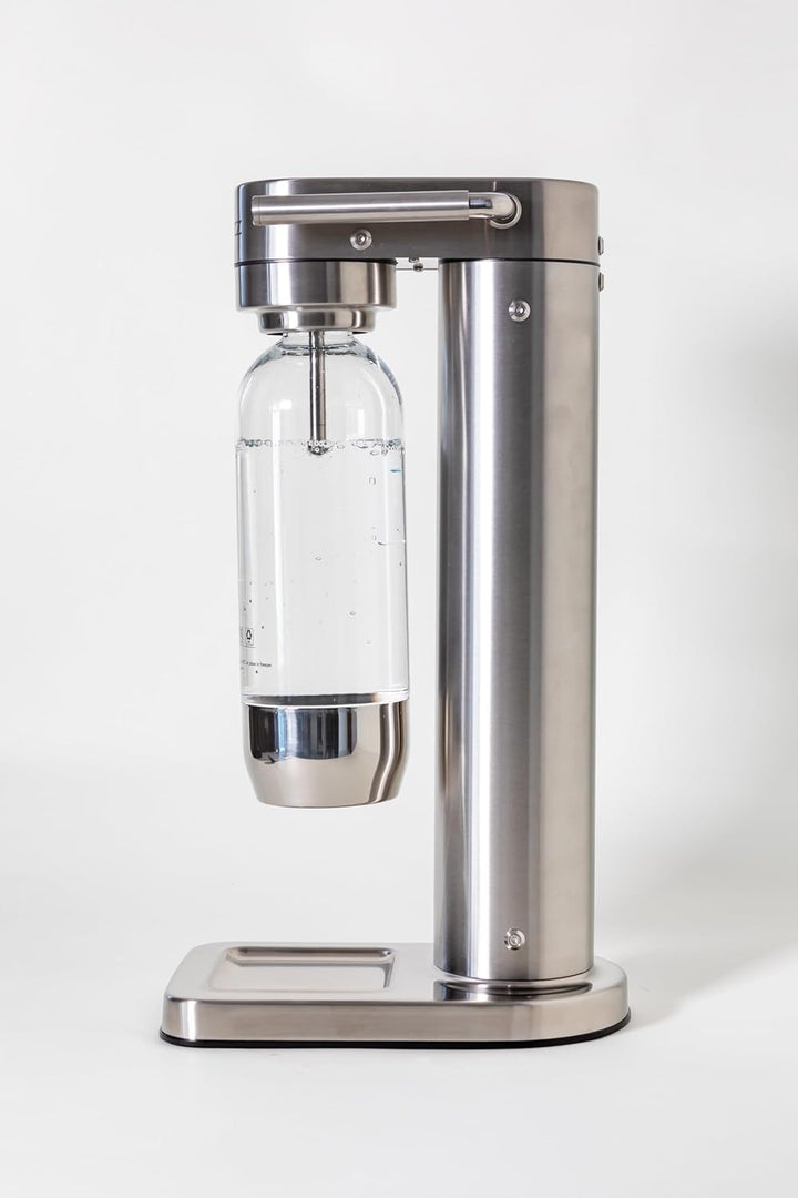 Premium Wassersprudler aus gebürstetem Edelstahl mit 1 x BPA-frei Flaschen SW!ZZ (gebürstetem Edelst