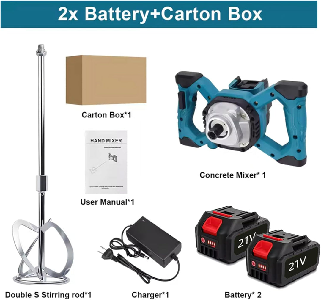 Akku-Farbmörtelrührer, 24V Bürstenlos Rührwerkmit M14 Rühreraufnahme, 1700W 0-780U/min, 6 Stufen ein
