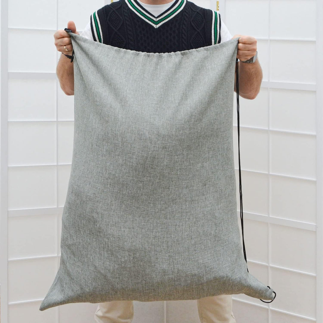 DuneDesign Leinen Look: 100l Wäschesack Gross XXL + 60l Wäschesammler Reise - Wäschesack für Schmutz