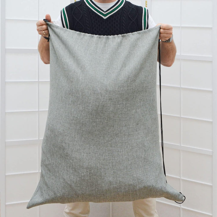 DuneDesign Leinen Look: 100l Wäschesack Gross XXL + 60l Wäschesammler Reise - Wäschesack für Schmutz