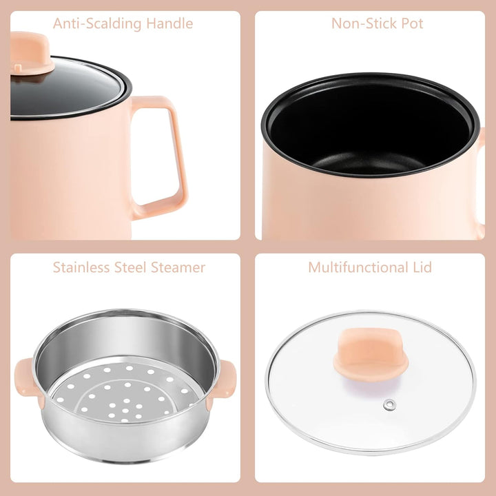 1.7L Elektrische Hot Pot | Mini Multikocher Tragbare Antihaft Topf mit Doppelter Leistungssteuerung,