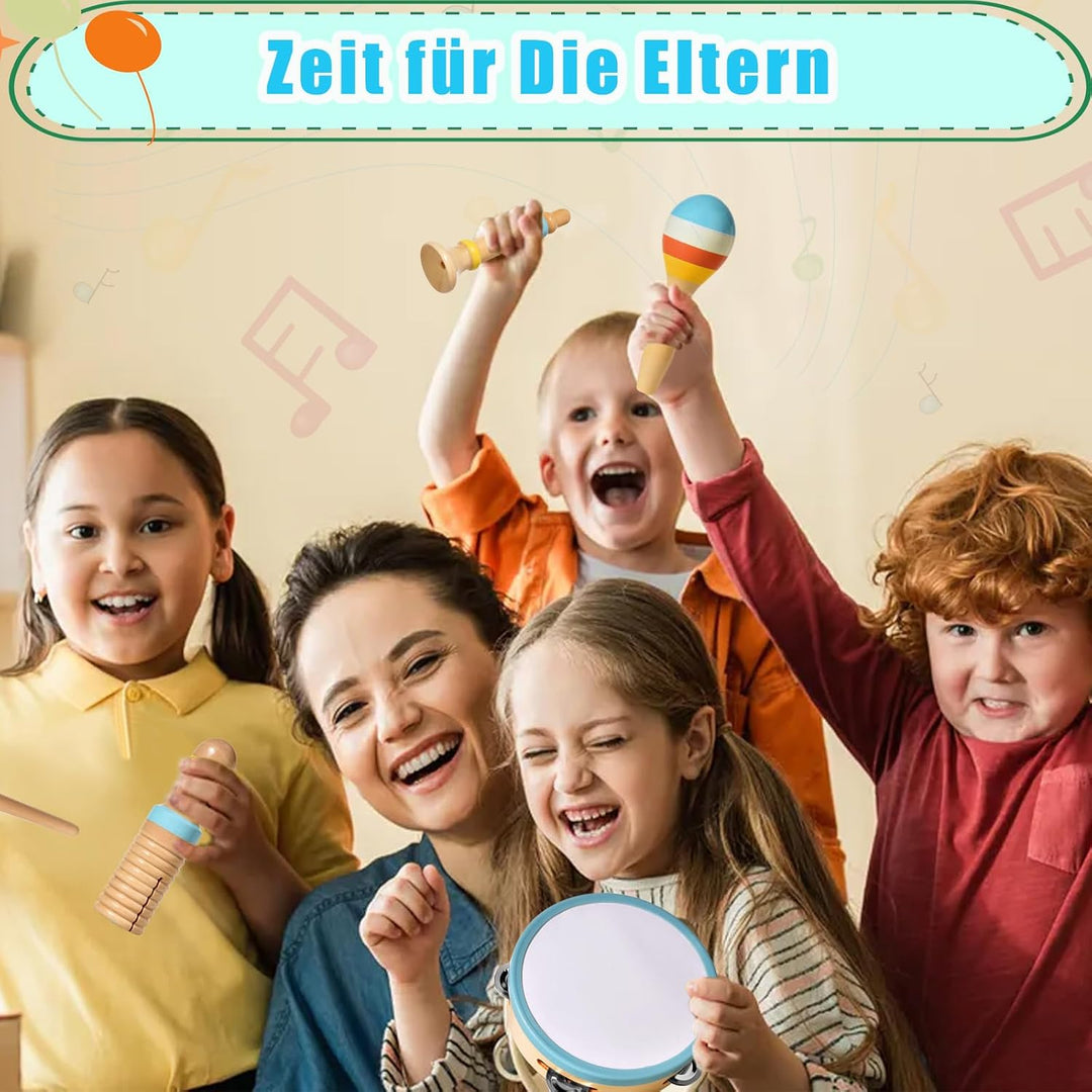 Baby Musikinstrumente Montessori-Holzspielzeug für Kleinkinder von 1-3 Jahren, 6 in 1 Musikinstrumen