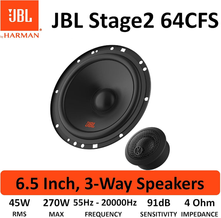 JBL Stage2 64CFS 2-Wege Auto Soundsystem - 270 Watt Komponenten Auto Lautsprecher Boxen Set mit Einb