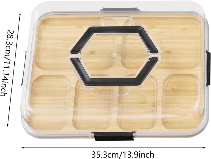 2-Set Charcuterie Boards Set mit 6 Fächern, Charcuterie Board mit Klappbarem Abdeckung, Reise-tragba