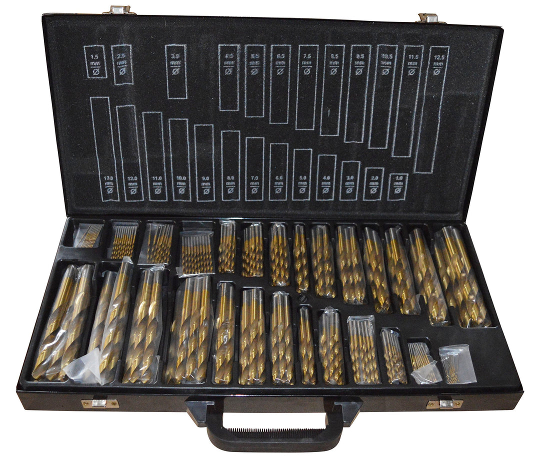 Bohrer Set 230 tlg TITAN HSS TiN Metallbohrer 1-13 mm Sortiment Bohrerkassette
