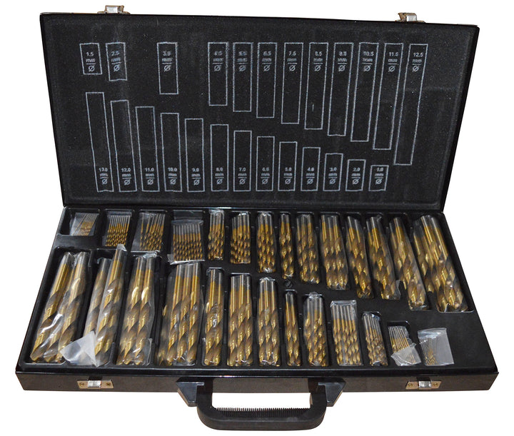 Bohrer Set 230 tlg TITAN HSS TiN Metallbohrer 1-13 mm Sortiment Bohrerkassette