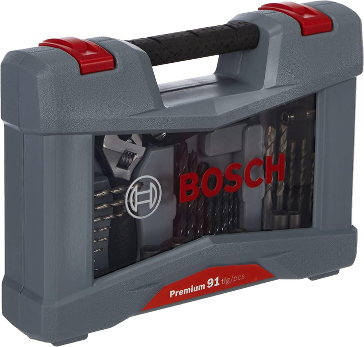 Bosch Professional 91tlg. Bits und Bohrer Premium X-Line Set (Betonbohrer, Fliesenbohrer, Universalh