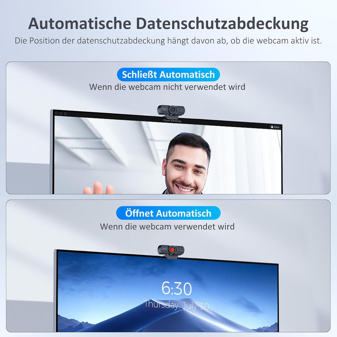 NexiGo HelloCam, 1080p Webcam mit Windows Hello und Mikrofon, Echter Datenschutz mit Automatischem A