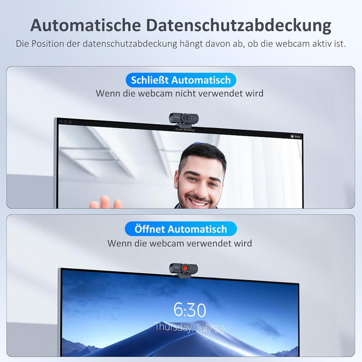 NexiGo HelloCam, 1080p Webcam mit Windows Hello und Mikrofon, Echter Datenschutz mit Automatischem A