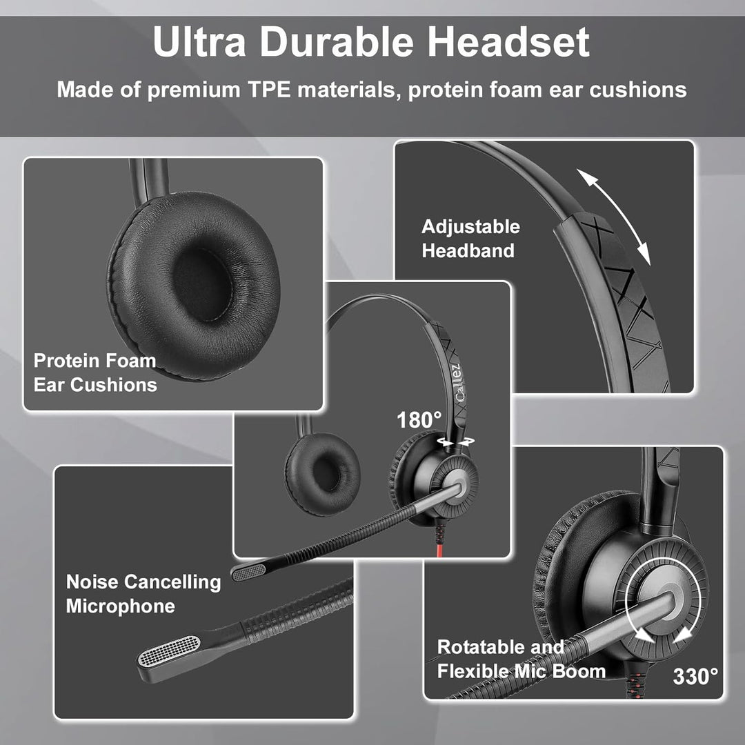 Callez USB PC Headset mit Mikrofon, Stereo Headset mit ENC 2 Noise Cancelling Mikrofon, Teams Anrufs