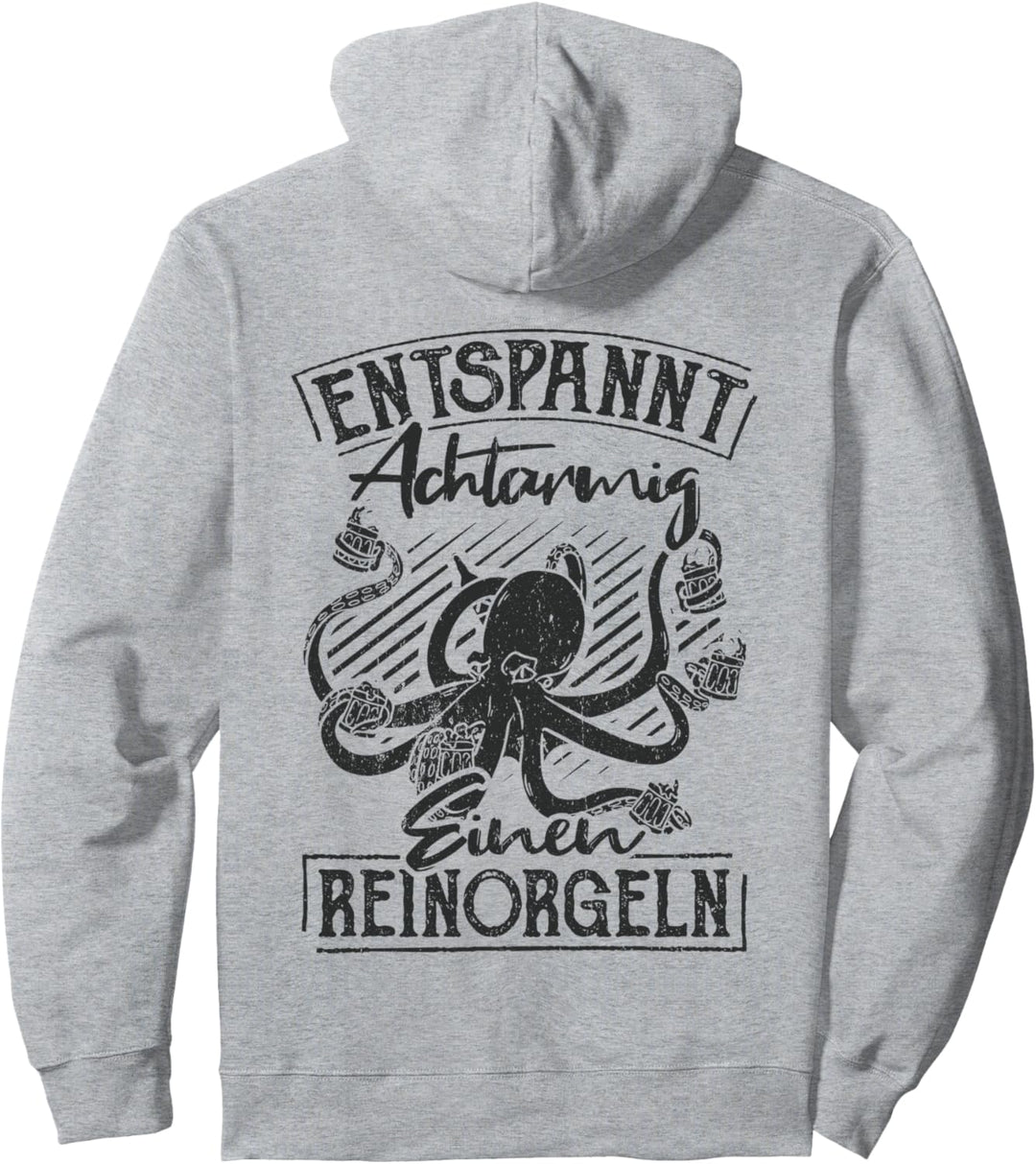 Entspannt Achtarmig Einen Reinorgeln Saufen Bier Party Pullover Hoodie