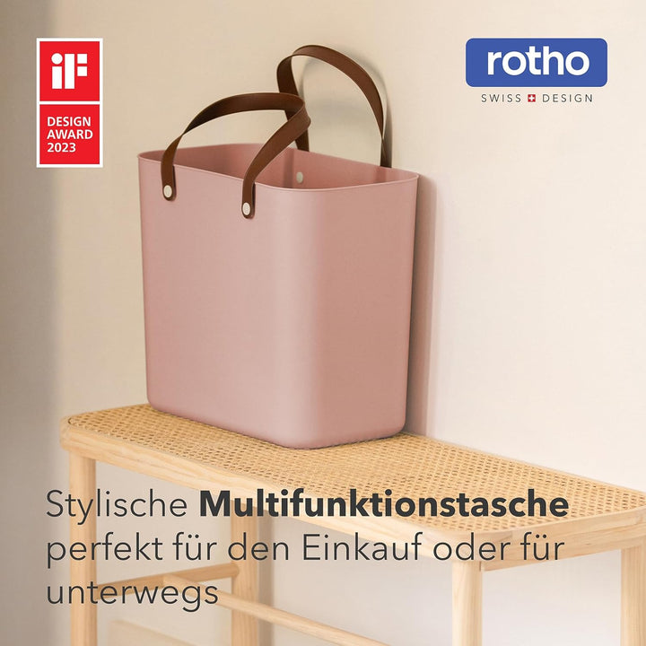 Rotho Albula 2er-Set Einkaufskorb, Kunststoff (PP recycelt), rosa, 2 x 25l, (40 x 23,5 x 34 cm), 2,