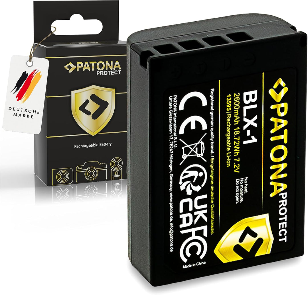 PATONA V1 Protect Akku BLX-1 (2250mAh) inkl. NTC-Sensor und V1 Gehäuse - mit PD Performance USB Lade