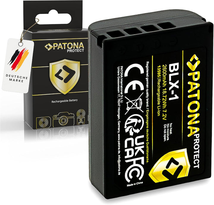 PATONA 2X V1 Protect Akku BLX-1 (2250mAh) inkl. NTC-Sensor und V1 Gehäuse - mit PD Performance USB L