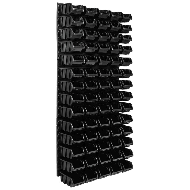 Lagersystem Werkstattregal | 57 x 116 cm | 70 stck. Box | Wandregal mit Stapelboxen - Wandplatten Ex