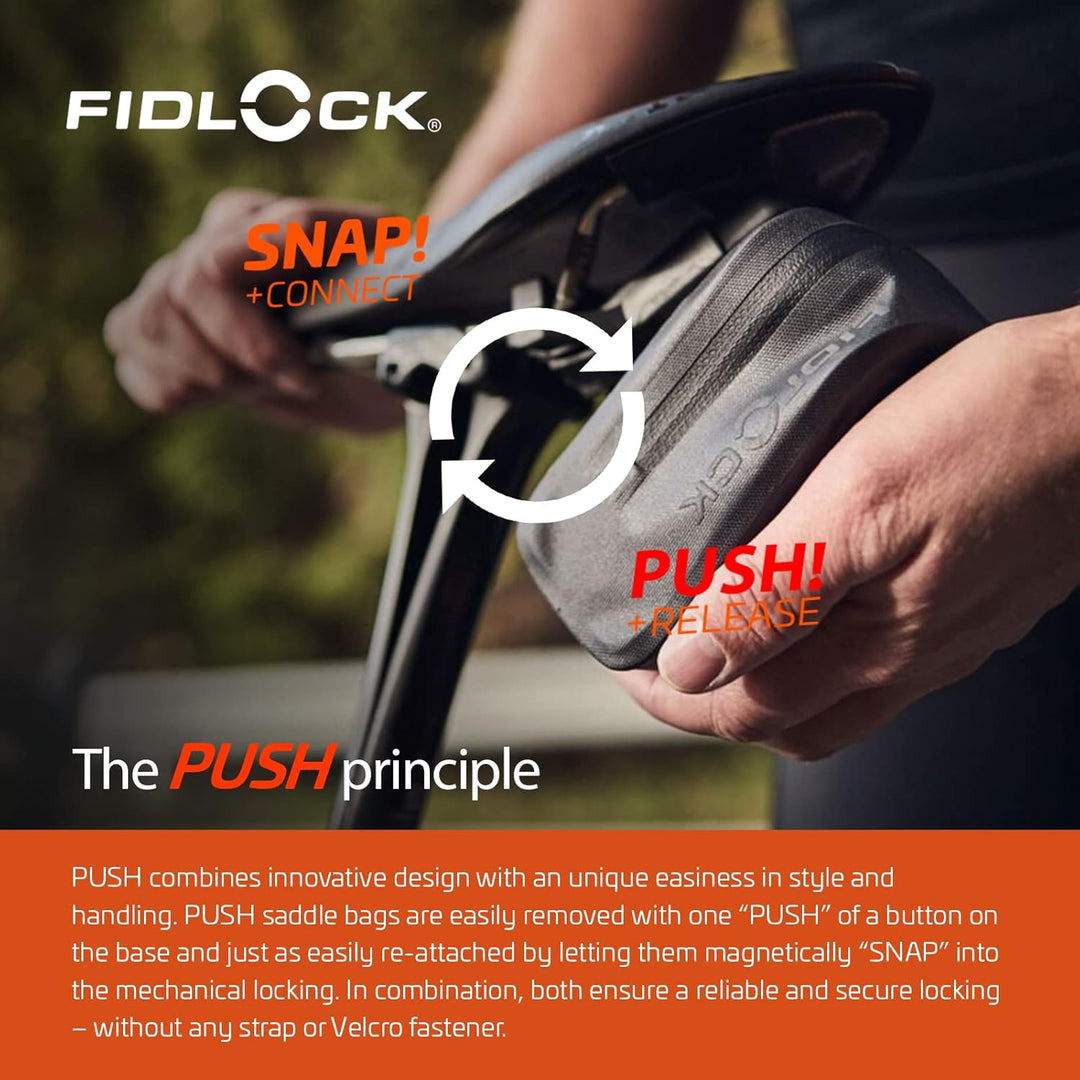 Fidlock 9175 Unisex – Erwachsene Bag 600 + Saddle Base Satteltasche mit Halterung, schwarz, 600ml