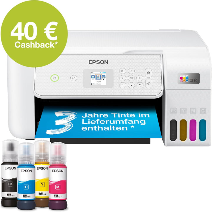 Epson EcoTank ET-2876 A4-Multifunktions-Wi-Fi-Tintentankdrucker, mit einem im Lieferumfang enthalten