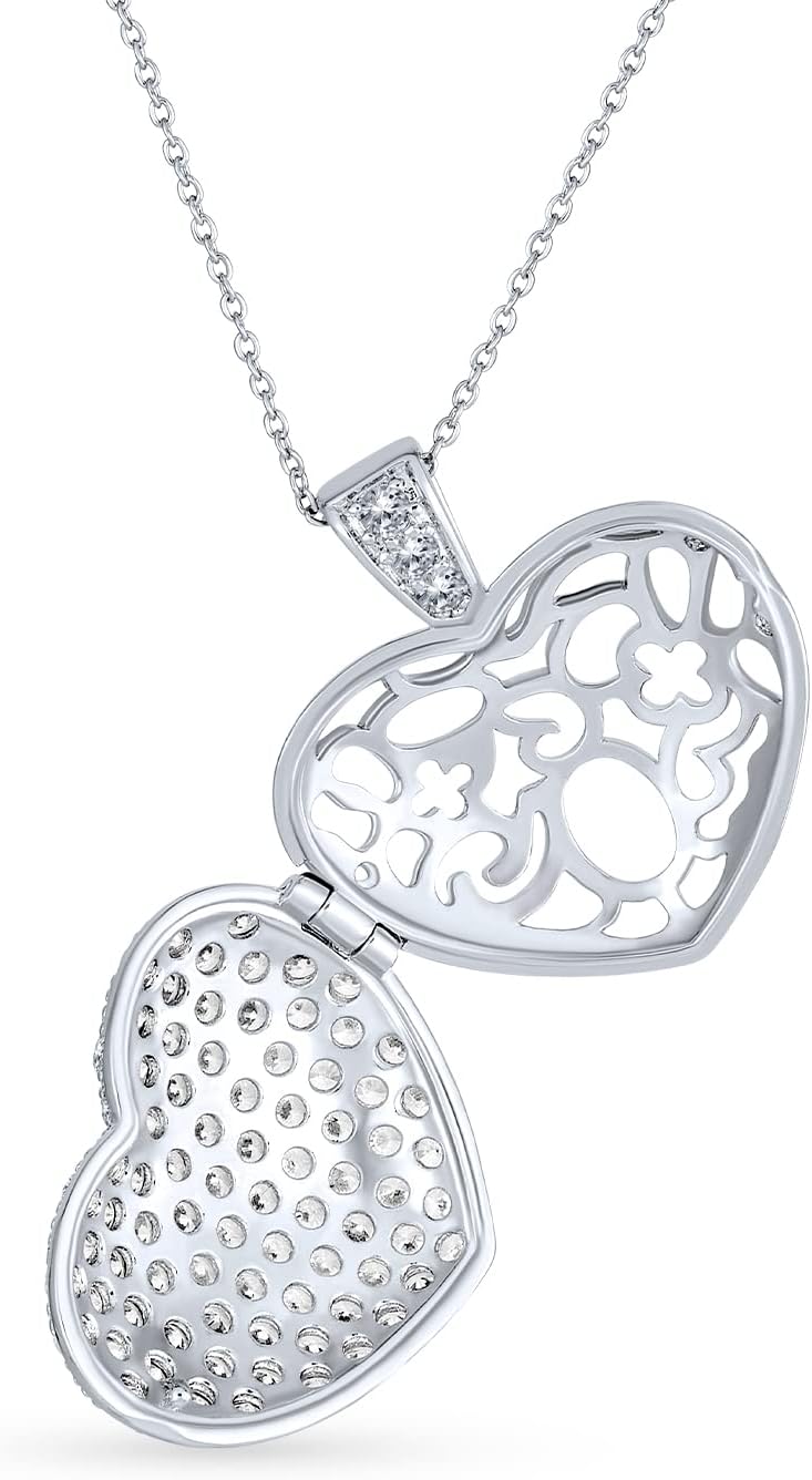 Bling Jewelry Grosse Pave Cz Puff Herzform Aromatherapie Ätherisches Öl Parfüm Diffusor Medaillon An
