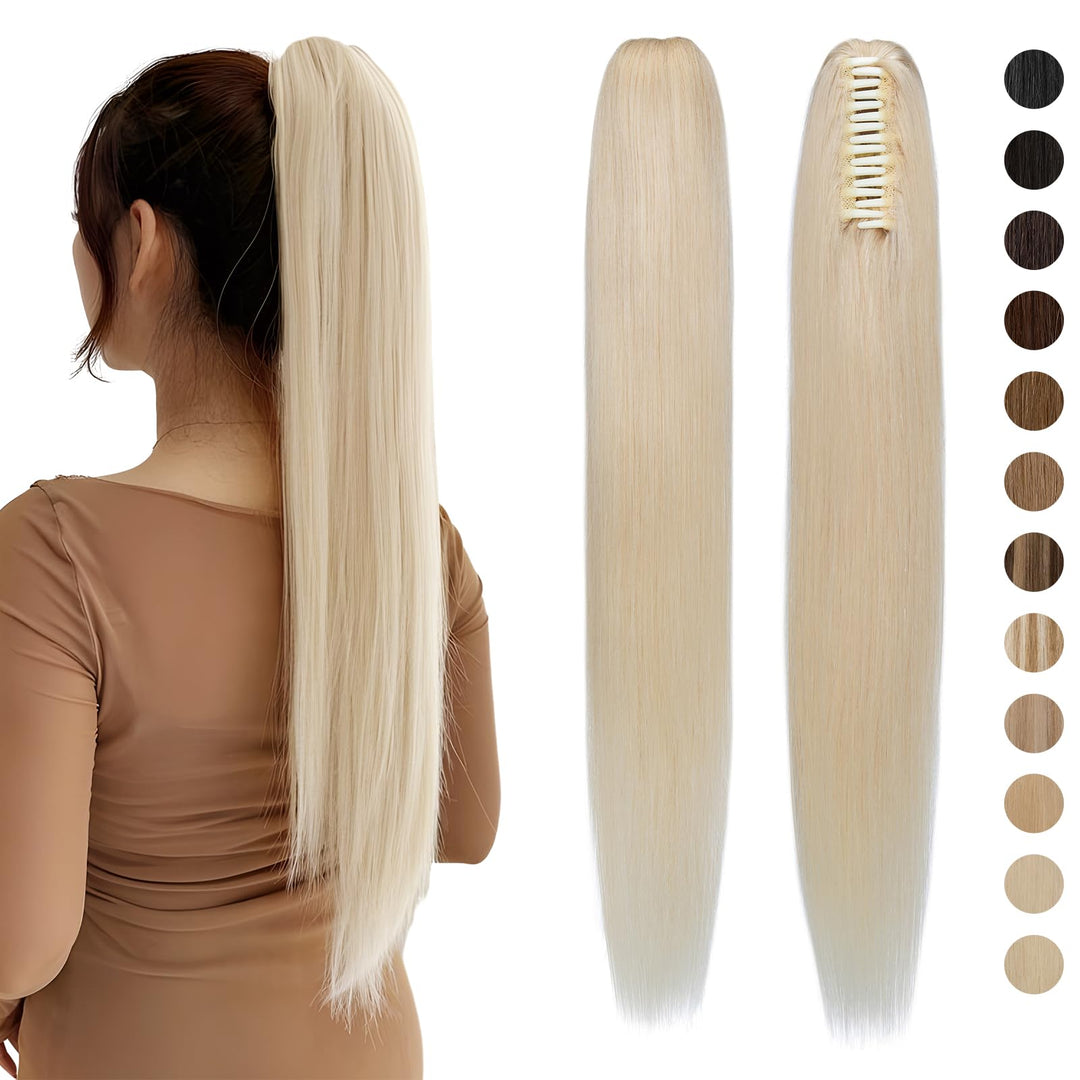 Haarteile Echthaar Ponytail Extension Clip in Pferdeschwanz Extensions Echthaar Glatt Zopf Haarverlä