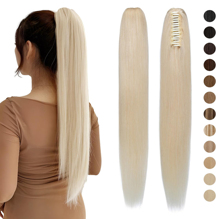 Haarteile Echthaar Ponytail Extension Clip in Pferdeschwanz Extensions Echthaar Glatt Zopf Haarverlä