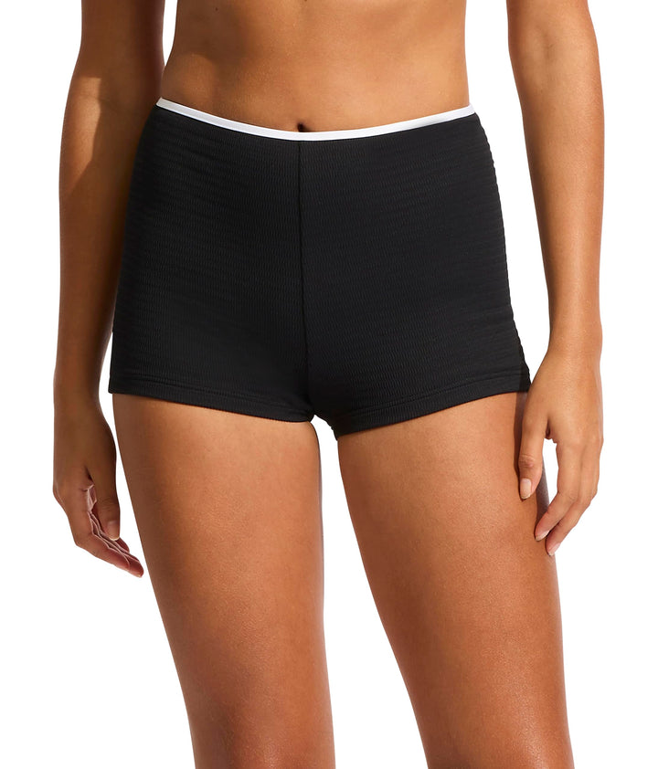 Seafolly Damen Boyleg Bottom Swimsuit Bikini-Unterteile 42 Beach Bound Black, 42 Beach Bound Black