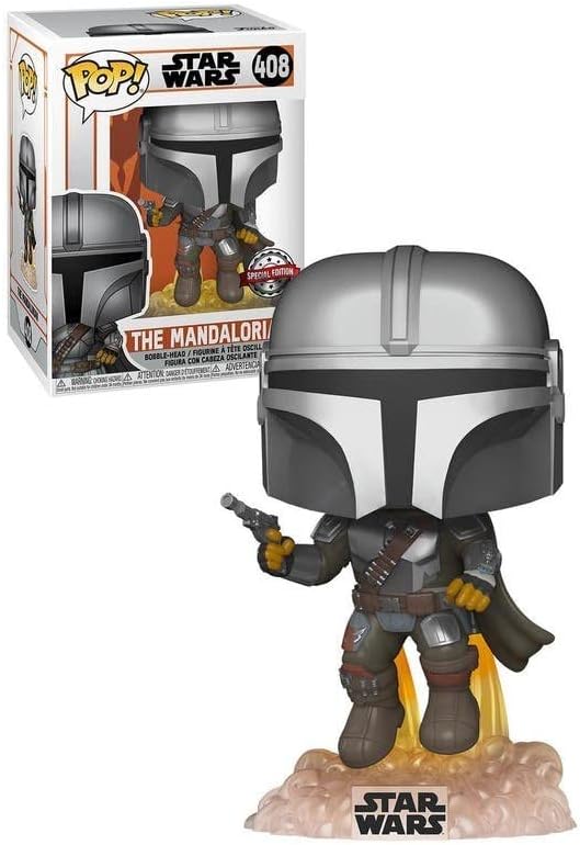 Funko Pop! Star Wars: Mandalorian-Mando Flying mit Blaster - The Mandalorian - Vinyl-Sammelfigur - G