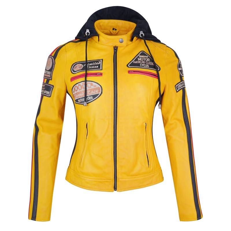 URBAN 5884 Motorradjacke Damen Mit Protektoren 58-LADIES, Damenjacke aus Lammleder, Protektoren für