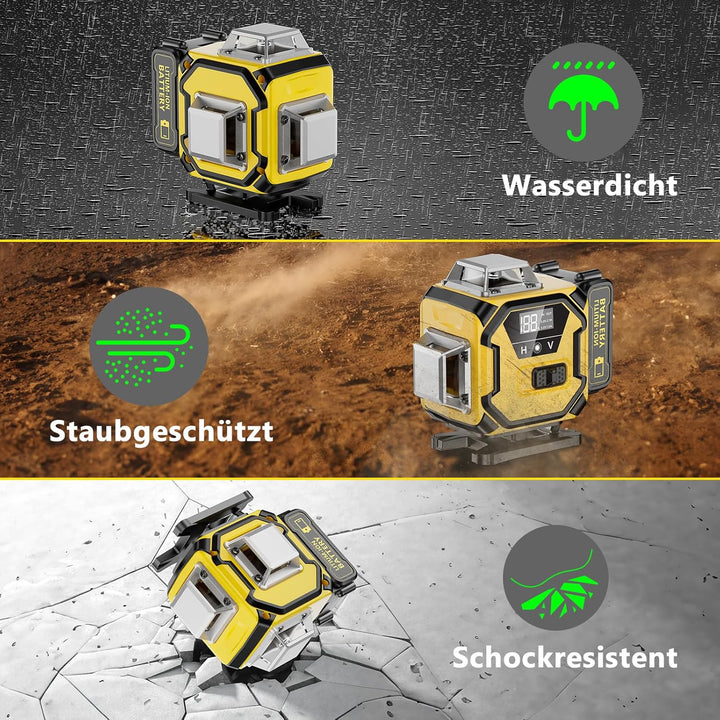 Kreuzlinienlaser Blau 16 Linien Nivellierlaser, 4 x 360 ° Laser wasserwaage, linienlaser kreuzlaser