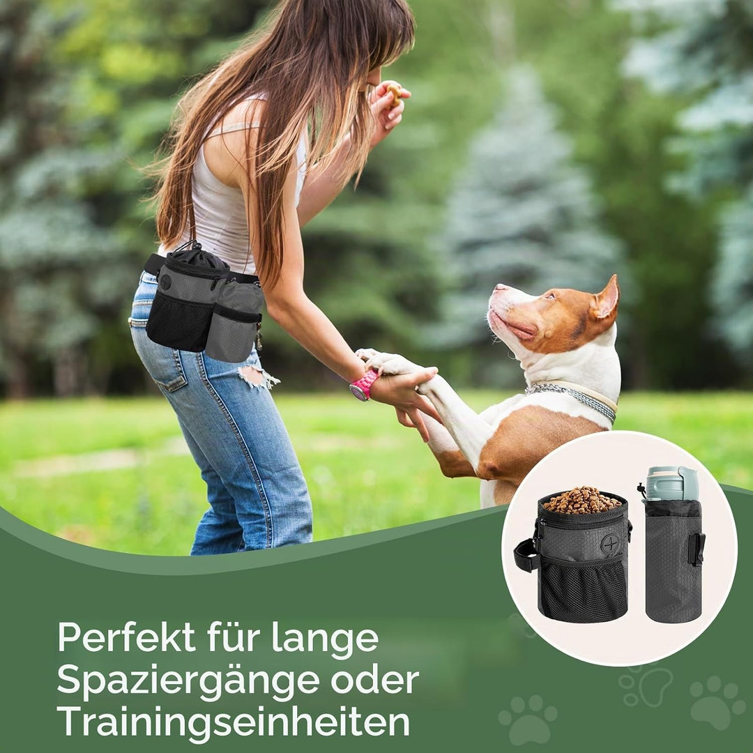 AiQInu Leckerlitasche für Hunde, Futterbeutel Hundetraining mit Kotbeutelspender, Leckerlibeutel für