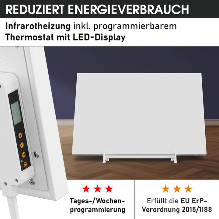 BRAST® Infrarotheizung mit Thermostat | 300-1100 Watt | Made in Europe | Inkl. Wandhalterung Standsy