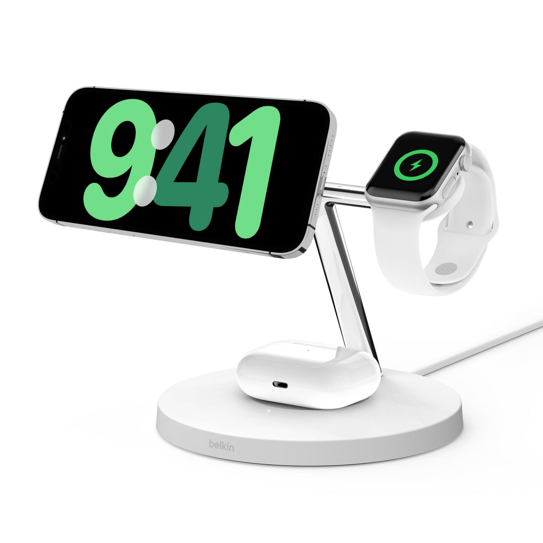 Belkin BoostCharge Pro kabelloses 3-in-1-Ladegerät mit Qi2 für iPhone 17, Air, 16, 15, 14, 13, 12, P