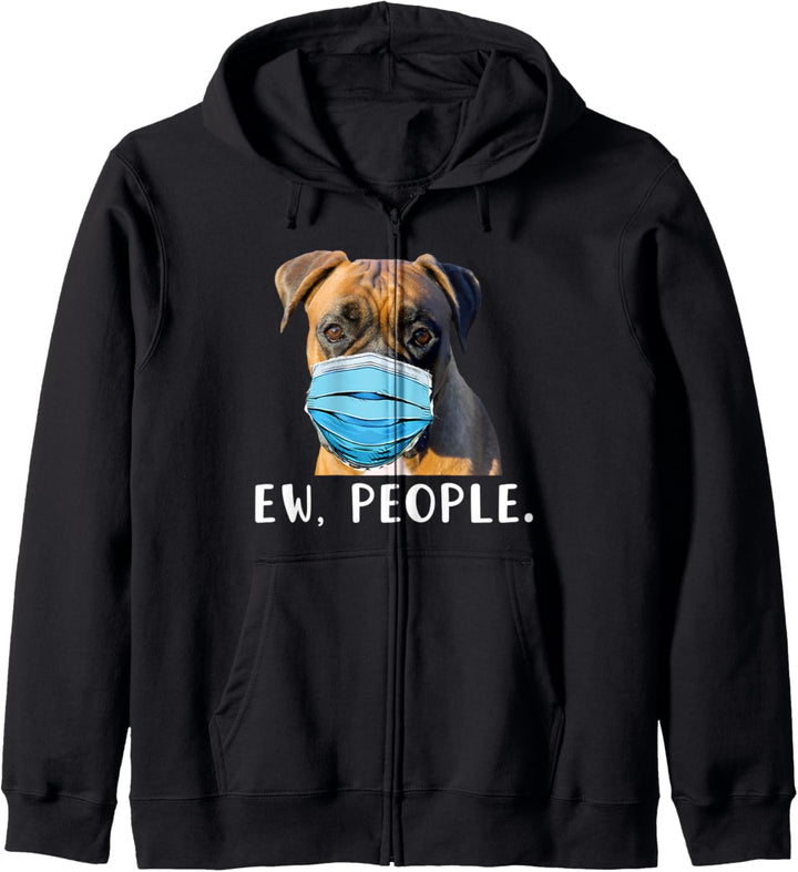 Boxer Dog Wearing a Face Mask Ew People Funny Gift Kapuzenjacke