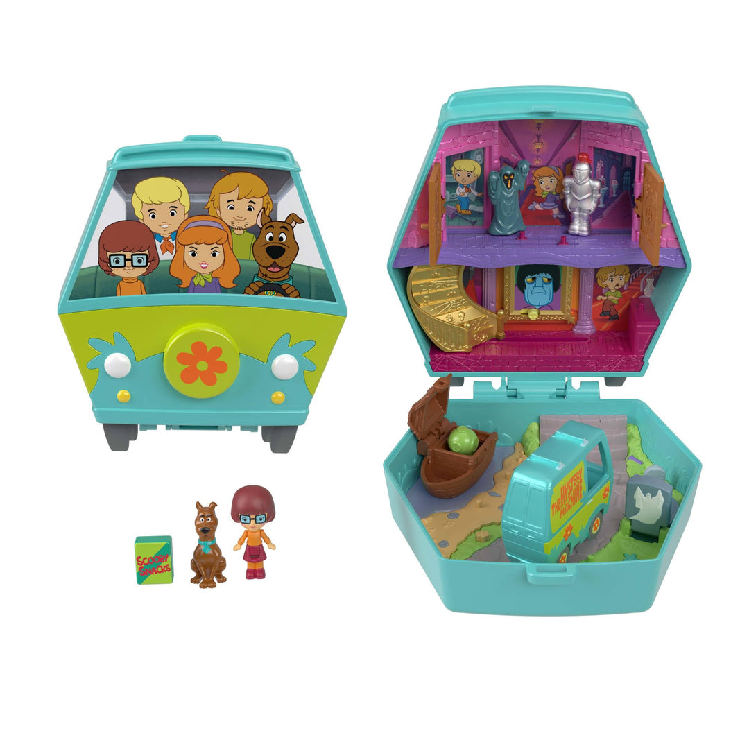 Polly Pocket x Scooby-DOO Partnership-Schatulle, Minipuppen und Spielset, Scooby-DOO und Velma Dinkl