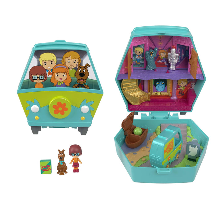 Polly Pocket x Scooby-DOO Partnership-Schatulle, Minipuppen und Spielset, Scooby-DOO und Velma Dinkl