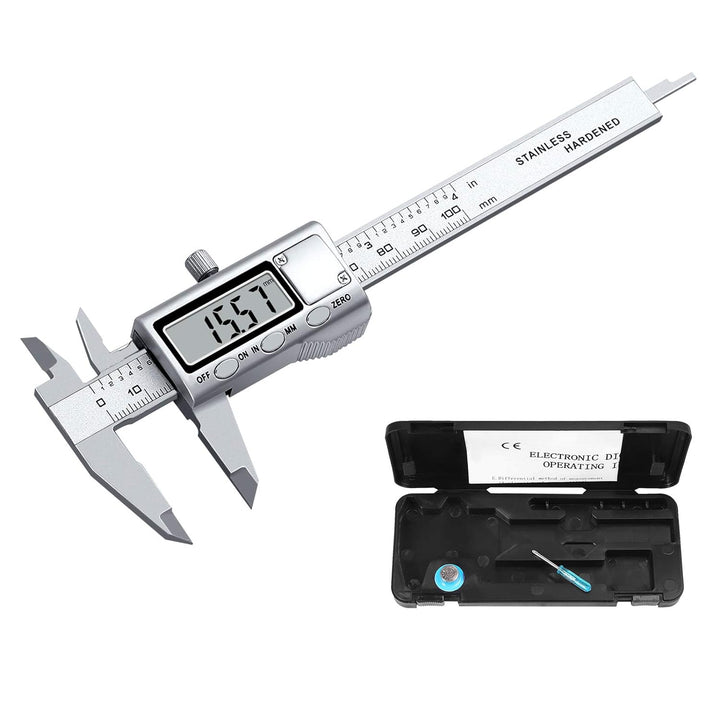 Neoteck Messschieber Digital Edelstahl 100mm mit LCD, Zoll/metrische Umrechnung, Schieblehre Messwer