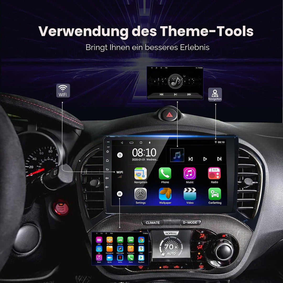 LEXXSON Android Autoradio für Nissan Juke 2011-2016, Android Auto Carplay Kompatibel mit 9 Zoll Touc
