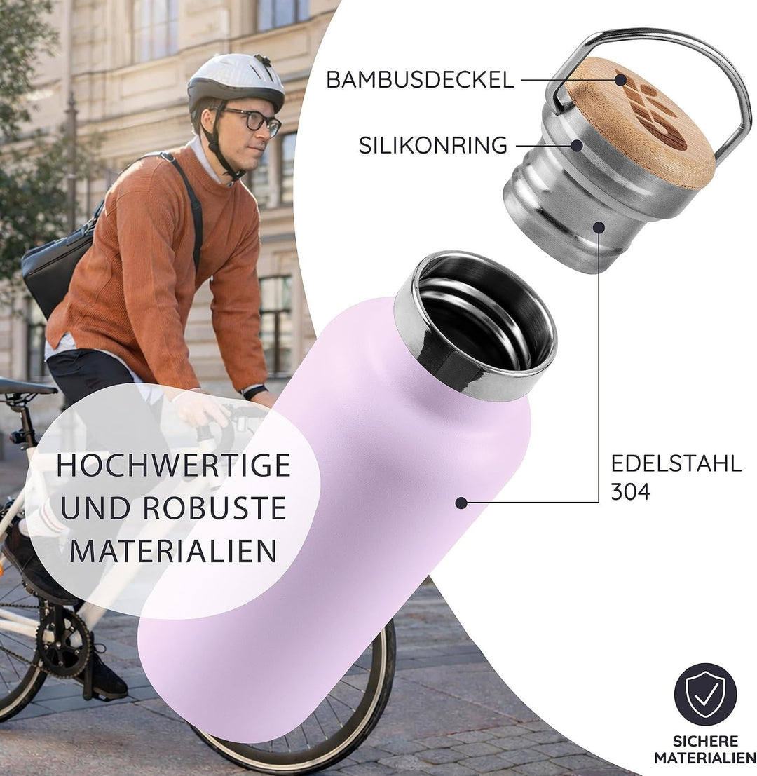 Bambaw Thermosflasche 350ml Edelstahl, Trinkflasche Spülmaschinenfest, Trinkflasche 350ml, Passt in