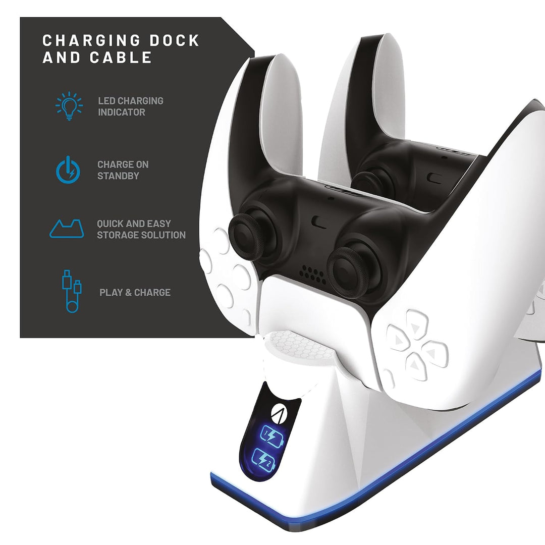 Stealth - Twin Charging Dock with 2m Play & Charge Cable for PS5 - White [Video Game] Weiss, Weiss