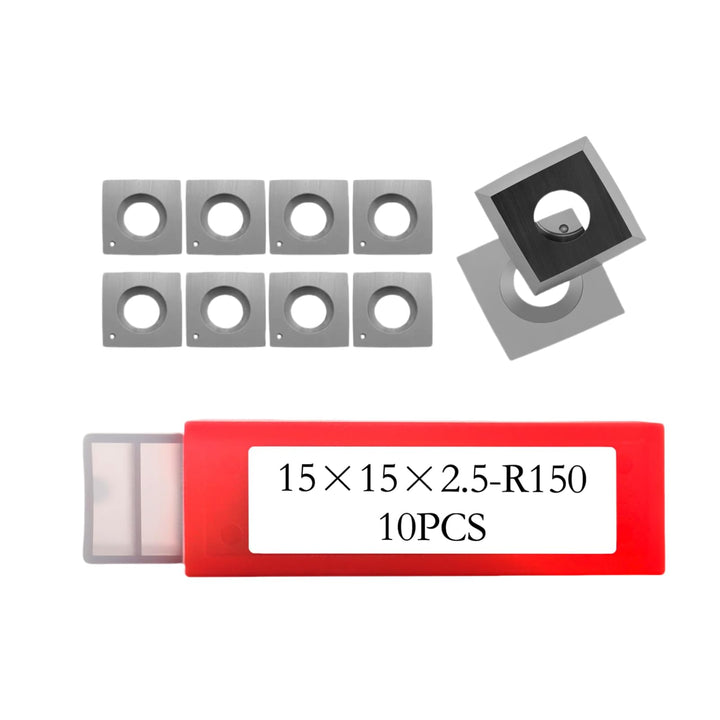 10 Stück quadratische Hartmetall-Einsätze, Messer für Hobel-Spiralschneider, 15 x 15 x 2,5 mm, 30°-W
