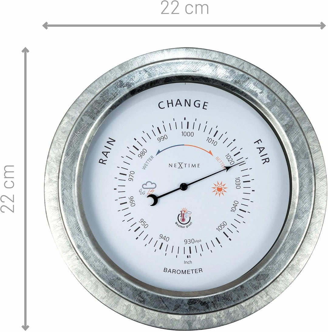 NeXtime Barometer aussen - Ø22CM - Metall - Verzinkt „Orchidee“