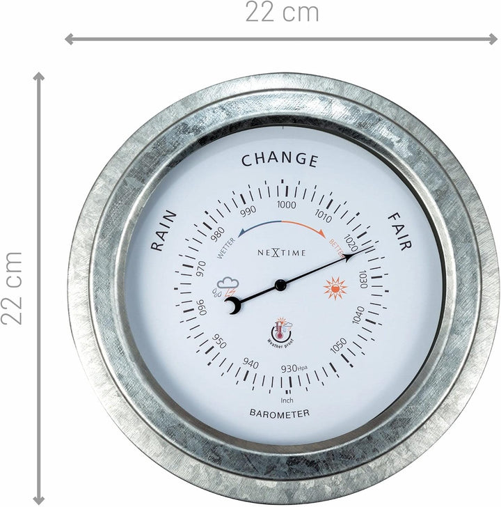 NeXtime Barometer aussen - Ø22CM - Metall - Verzinkt „Orchidee“