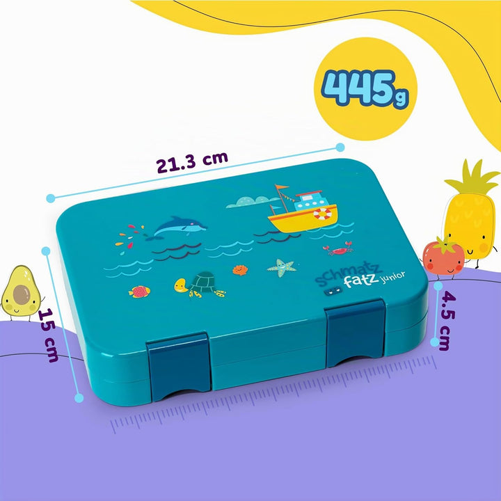 schmatzfatz Junior Brotdose Kinder mit Fächern, BPA Frei Lunchbox Kinder, Bento Box Kinder, Brotbox