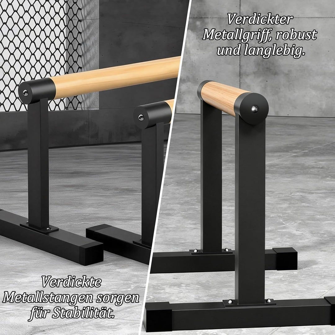 Parallettes mit Holzgriffen, Rutschfeste Handstand Griffe/Dip Bar für Calisthenics, Krafttraining &