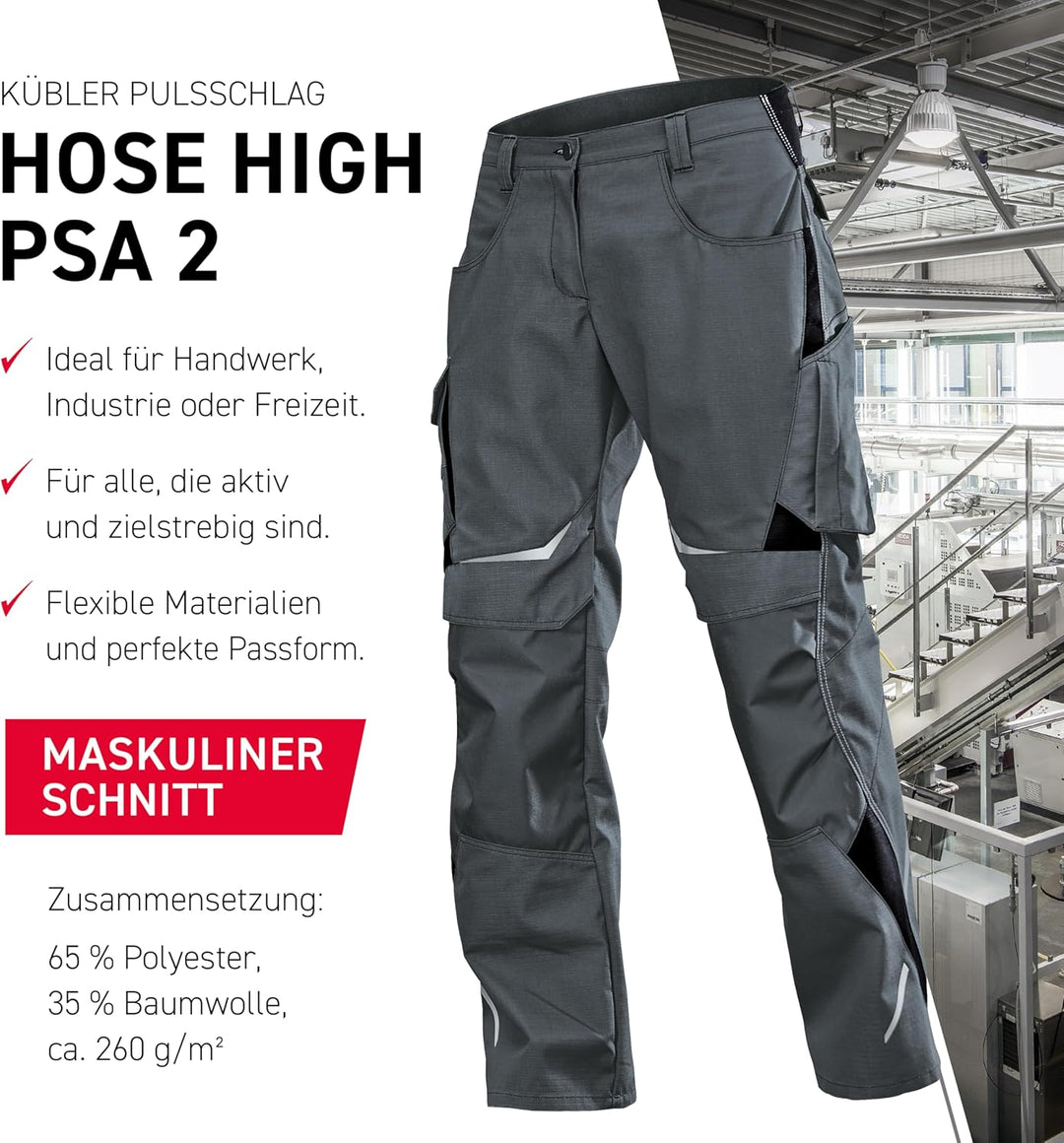 KÜBLER Workwear KÜBLER Pulsschlag Arbeitshose, Herren-Arbeitshose aus Mischgewebe, Arbeitshose mit K