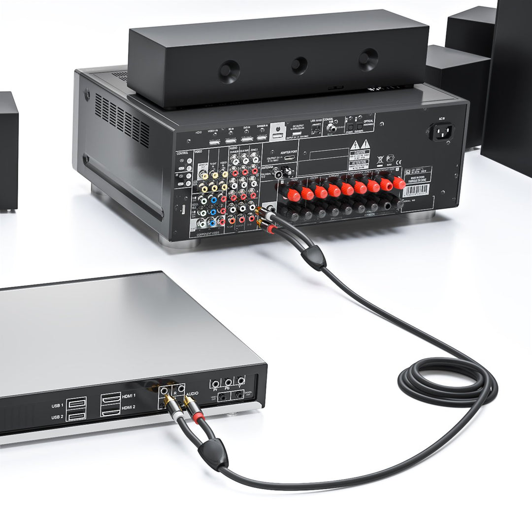 deleyCON 10m Cinch Kabel Stereo Audio Cinch RCA Kabel 2x Cinch Stecker zu 2x Cinch Stecker HiFi-Anla